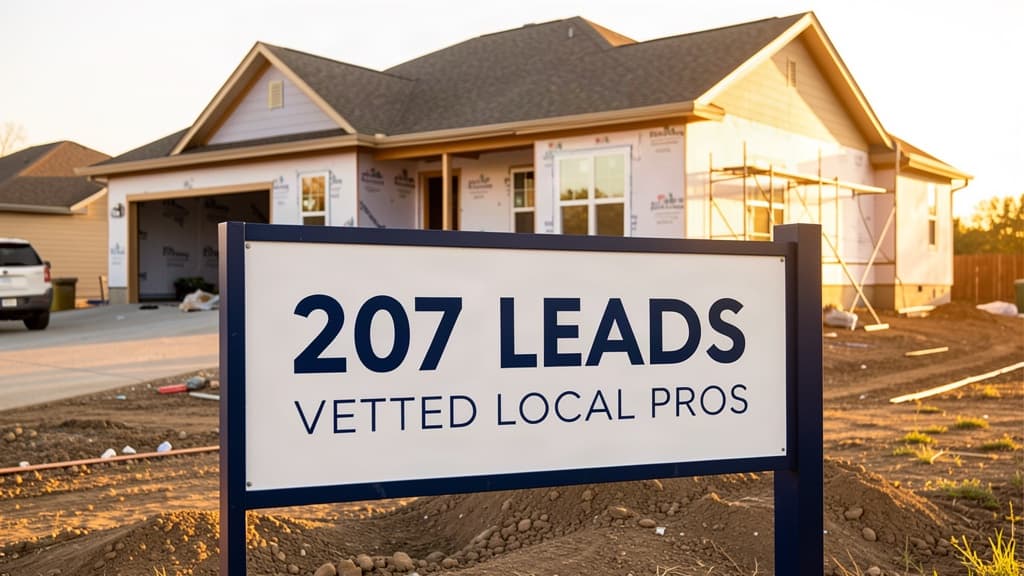 207 Leads job site sign in front of a home renovation project in Maine
